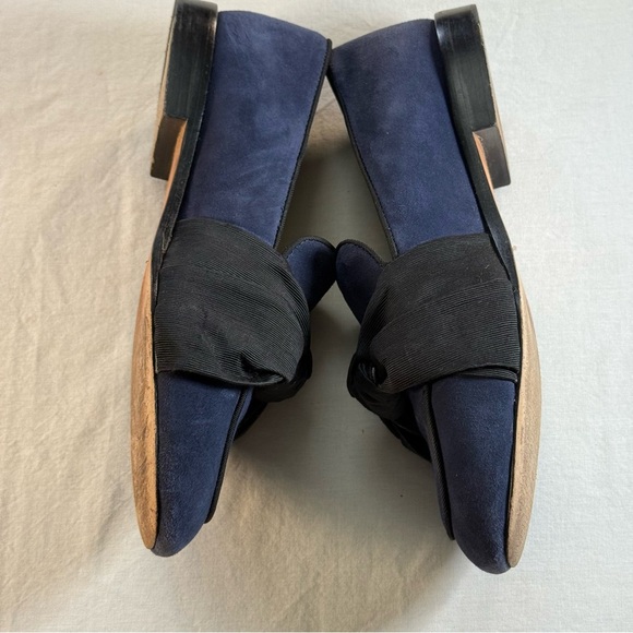 ANTONIO MELANI Dark Blue Suede Loafers with Black Bow Women’s Size 7 - Picture 8 of 11